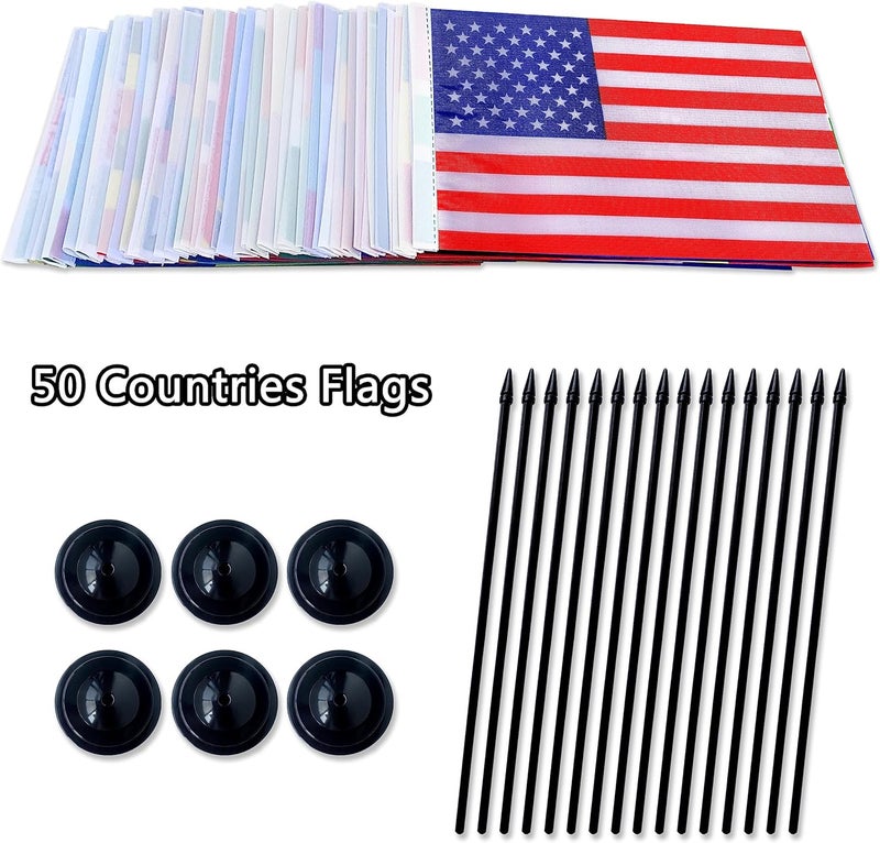 TSMD 50 Countries International World Desk Flags Set Small Mini Office Table Stick Flag with Stand Base,5x8 Inch - Image 3